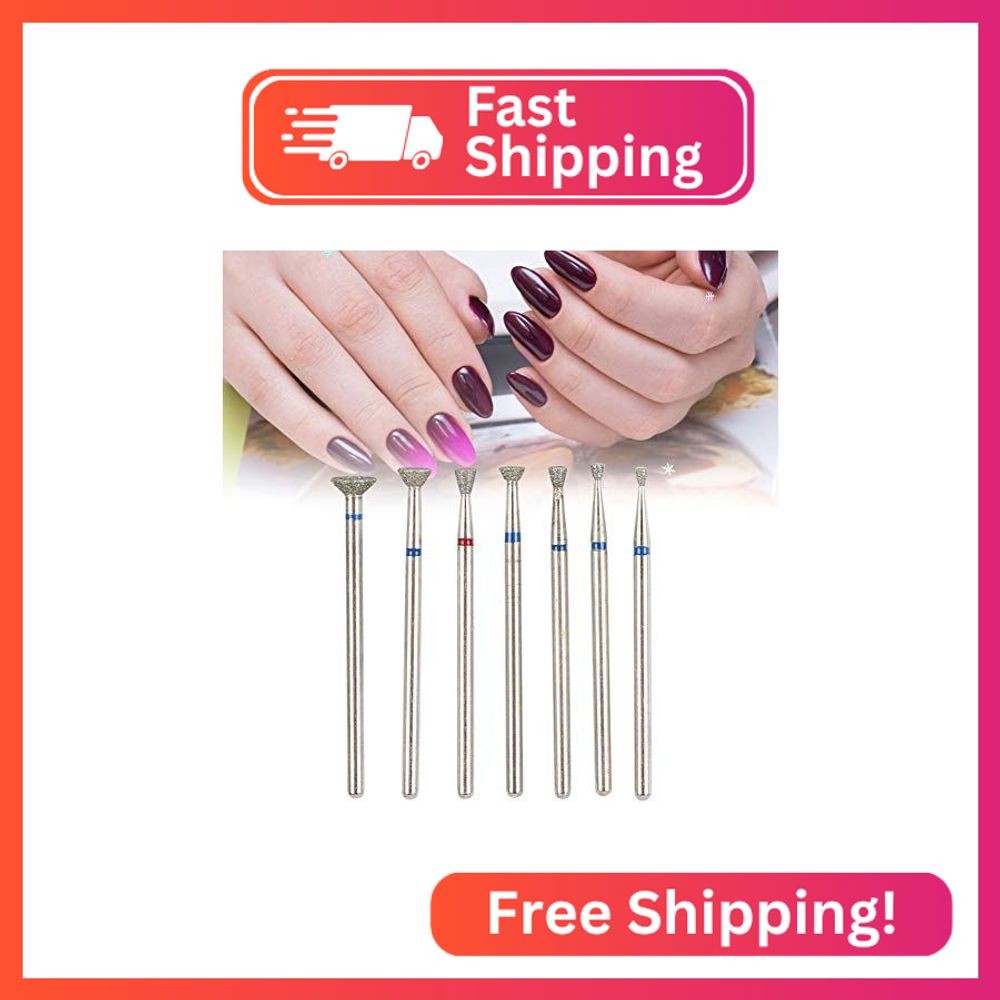 Nail Art Manicure Drill Bits Set, 7Pcs Nail Grinding Head Drill Bits, Electric M