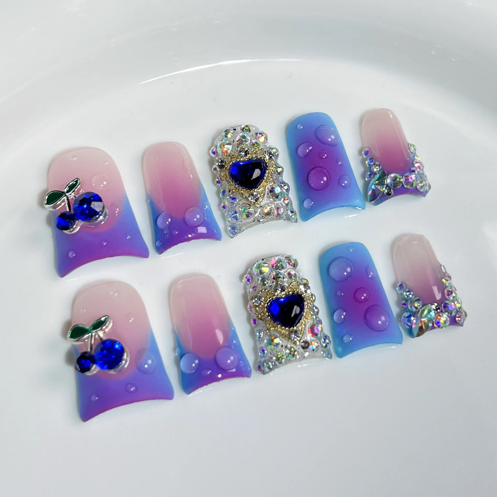 10pcs Handmade Press on Nails Art Simple White French Short Fake Nail Wearable