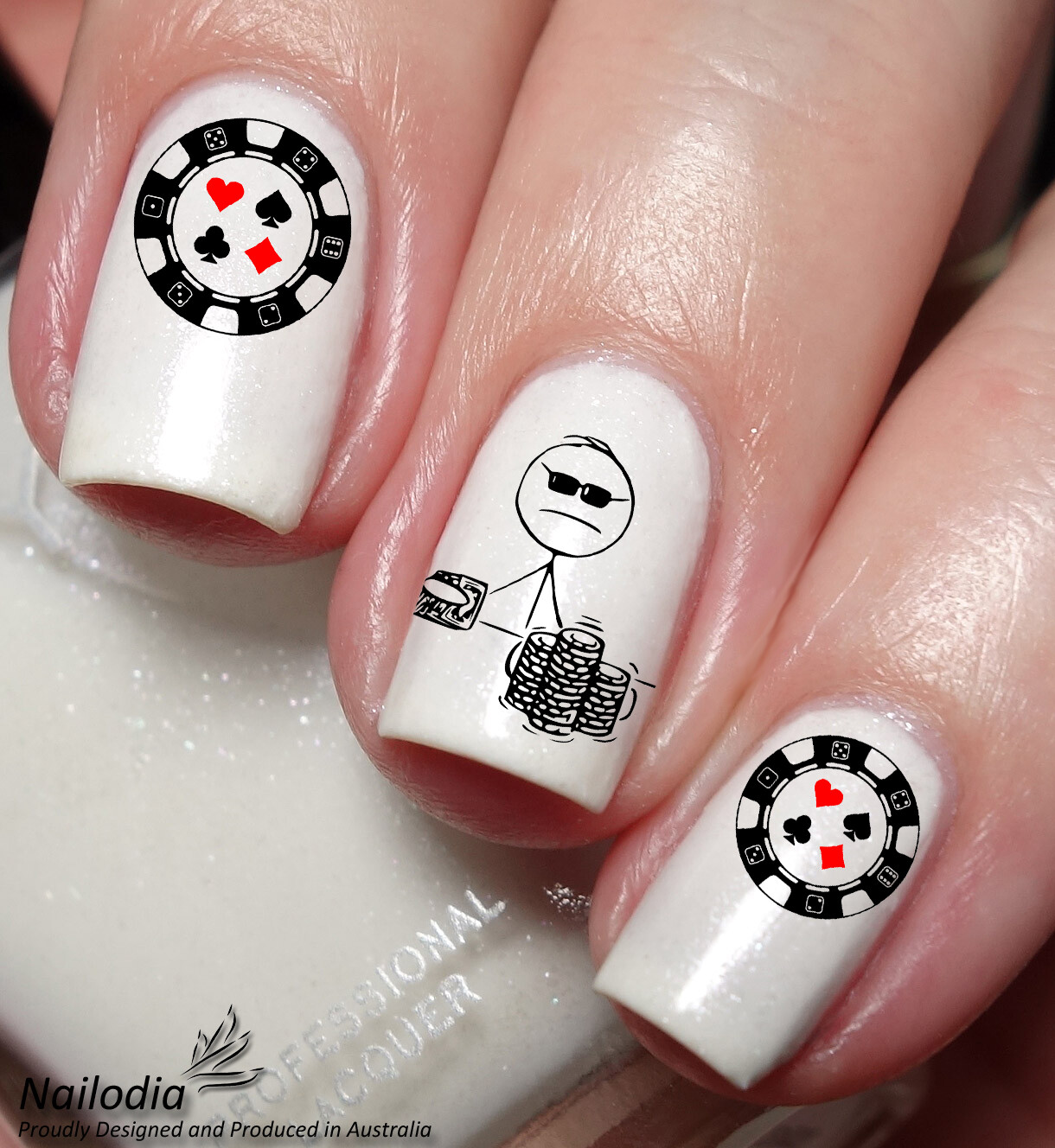 Poker Players Casino Gambler Nail Art Decal Sticker Water Transfer Wrap