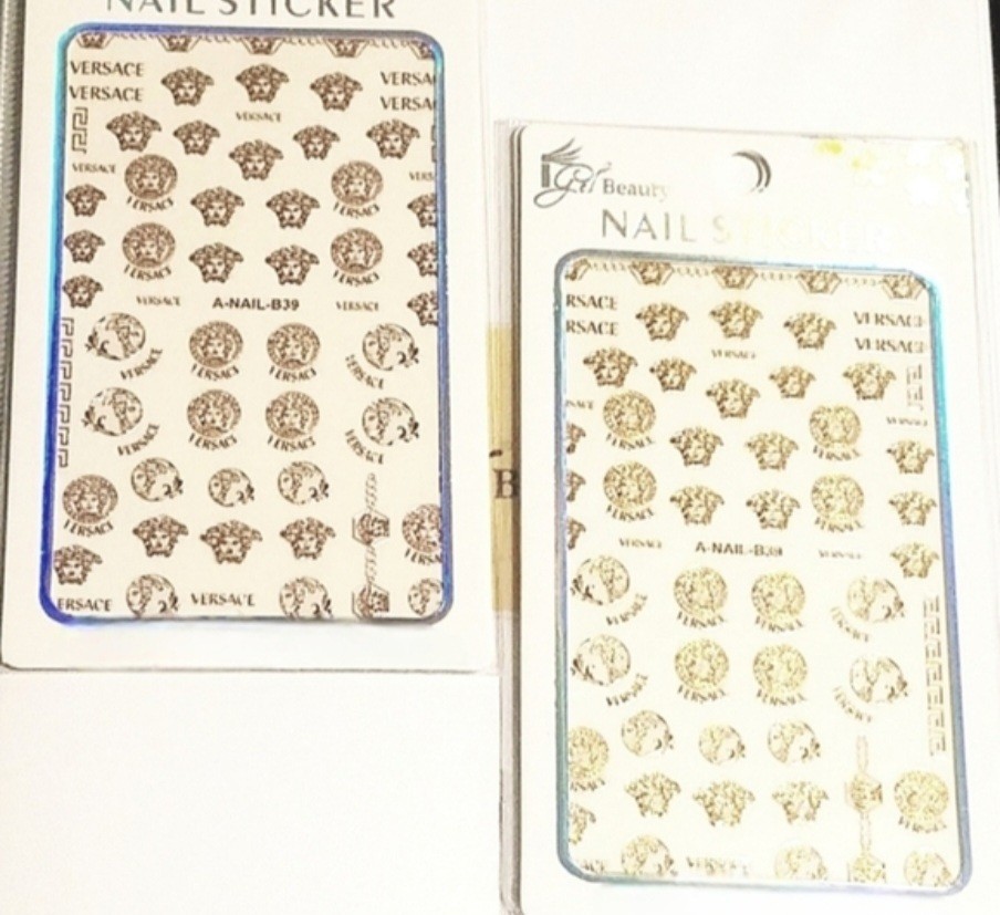NWT NAIL ART DESIGN SELF-SEAL STICKERS SOLID METALLIC GOLD N°129!