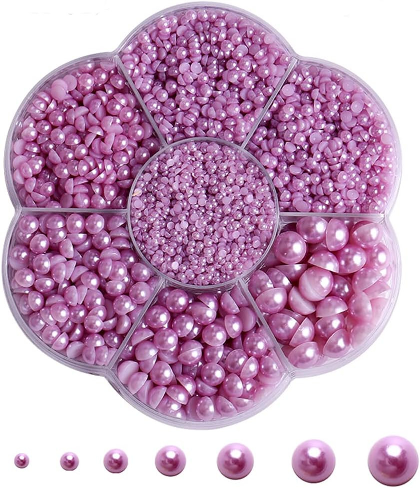 5700 Pcs Light Purple Half Pearls for Crafts,Nail Pearls for Nails Art for Craft