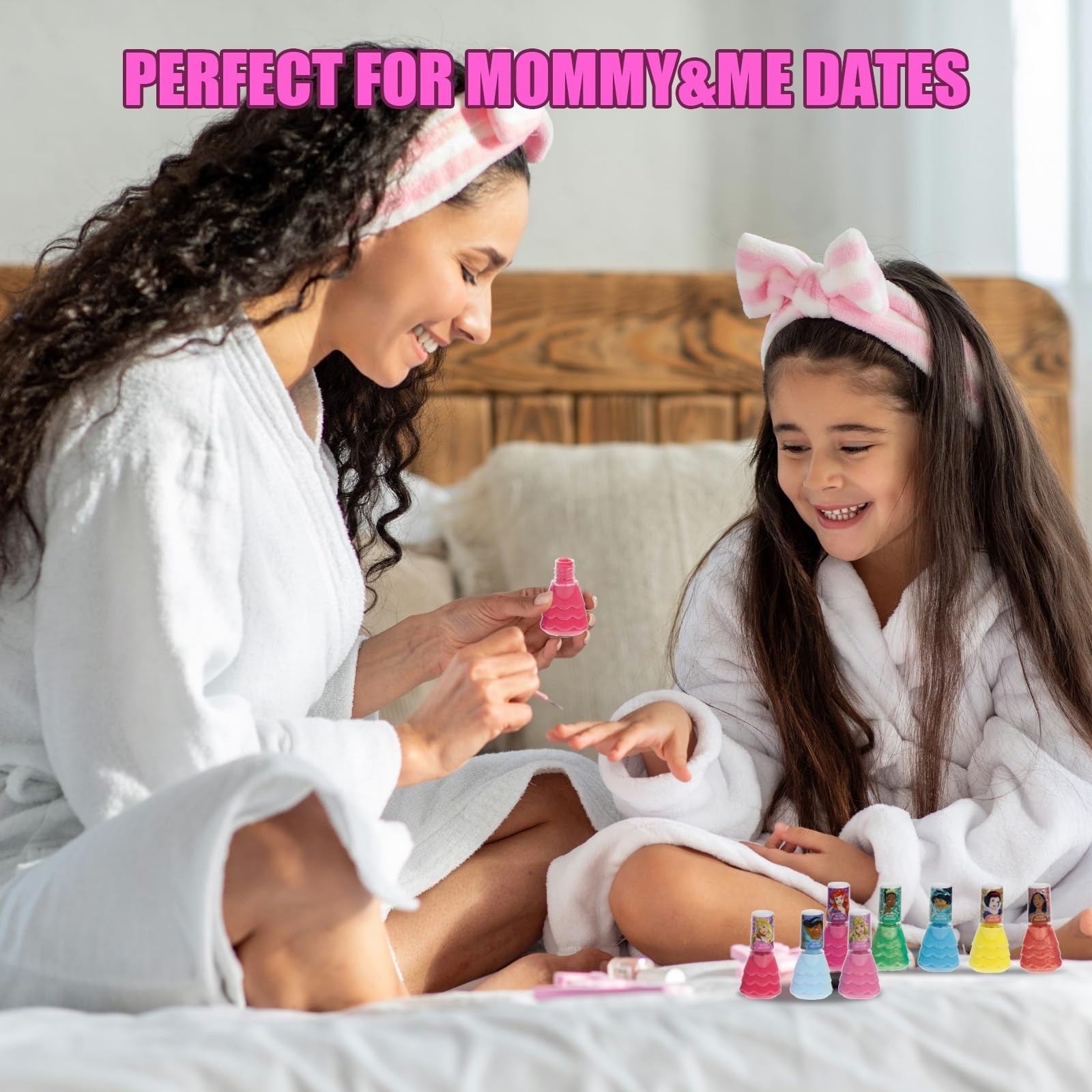 Disney Princess 15 Piece Water-Based Nail Polish with 3 Toe Spacers, Quick Dr…