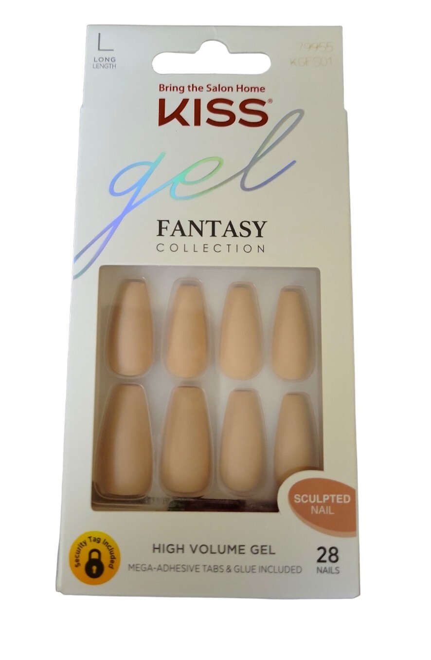 Kiss Nails Gel Fantasy Collection Sculpted Nail Long Matte Pink Manicure #79955
