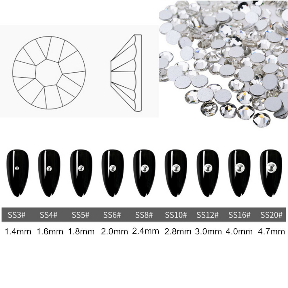 1440 Crystal Clear Glass Nail Art Rhinestones Flatback Non hotfix Strass Stones