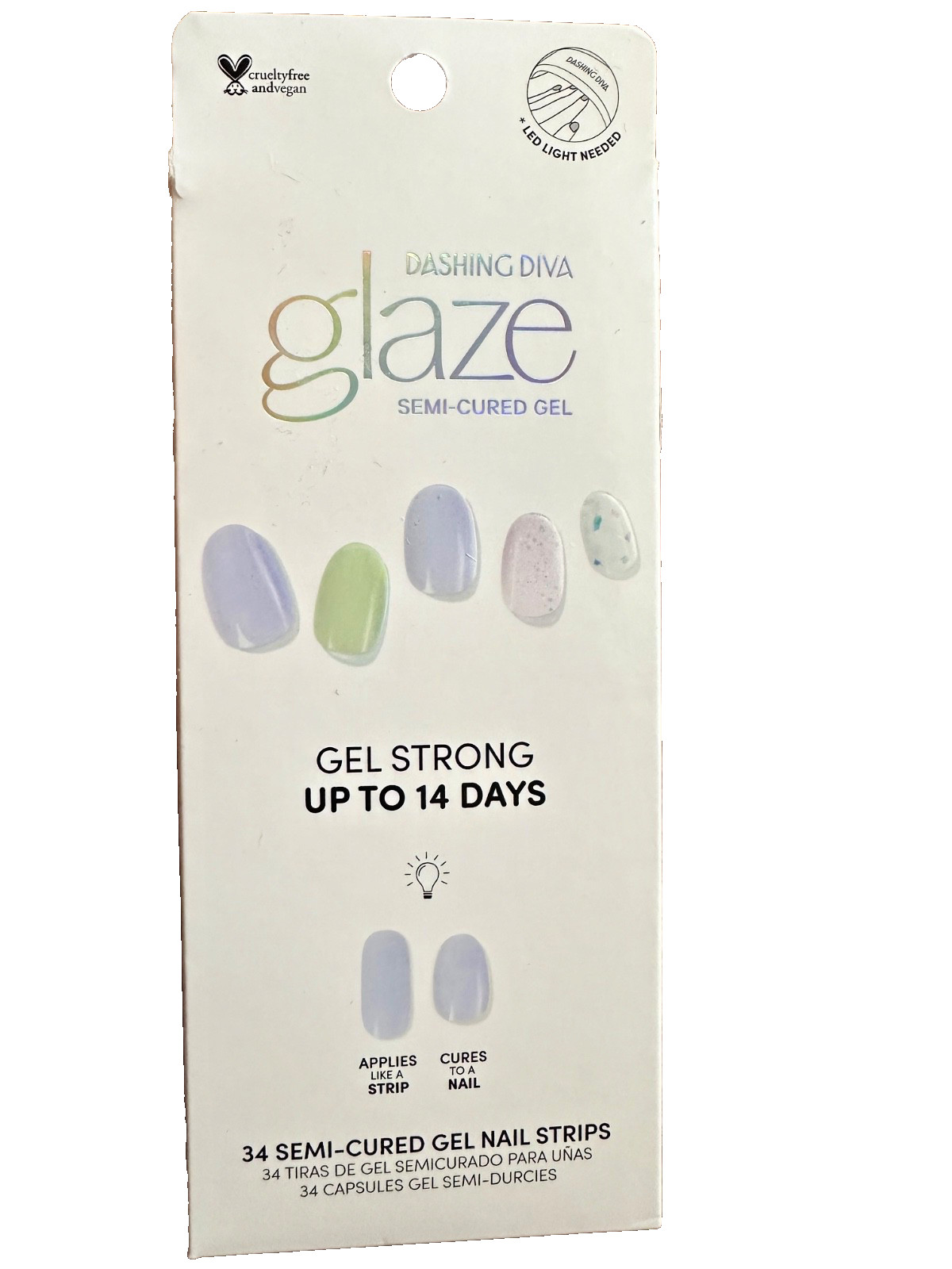 Dashing Diva Glaze semi cured gel nail strips Lavender Field 34ct. NIB