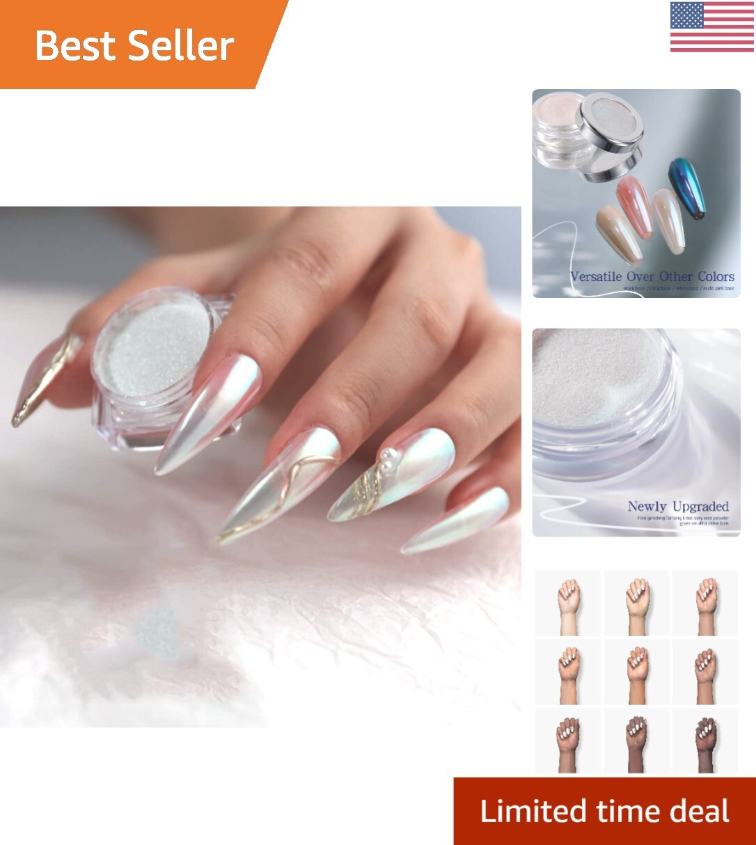 Luxury Aurora Color-Shifting Nail Powder – High-Gloss Sheen, Ultra-Fine Grind