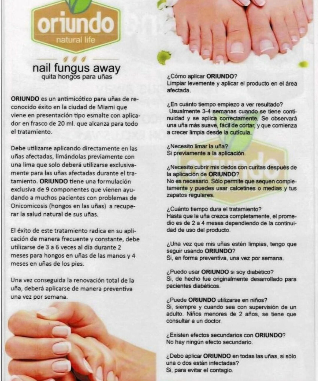 ORIUNDO natural life / Nail Fungus Away (Quita Hongos para Uñas)