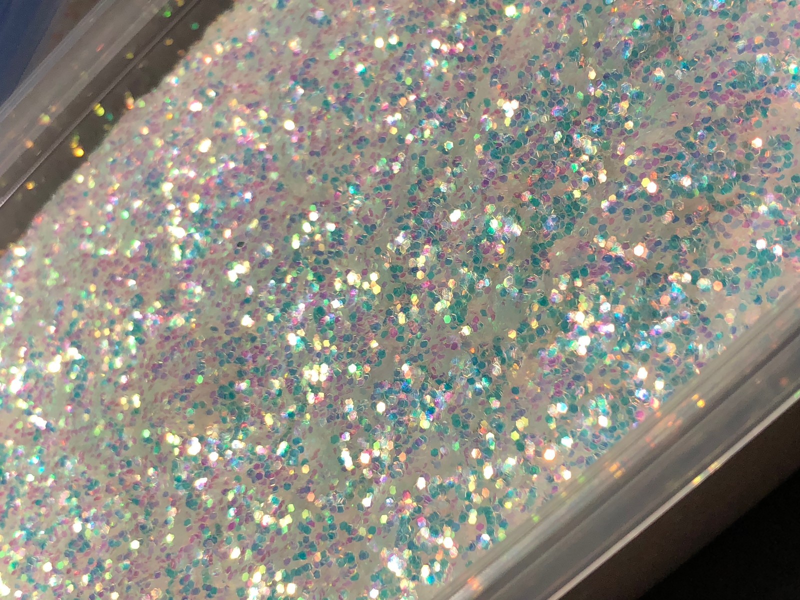 Iridescent White Glitter Hex Snow White pink blue sheen Nail Art US seller