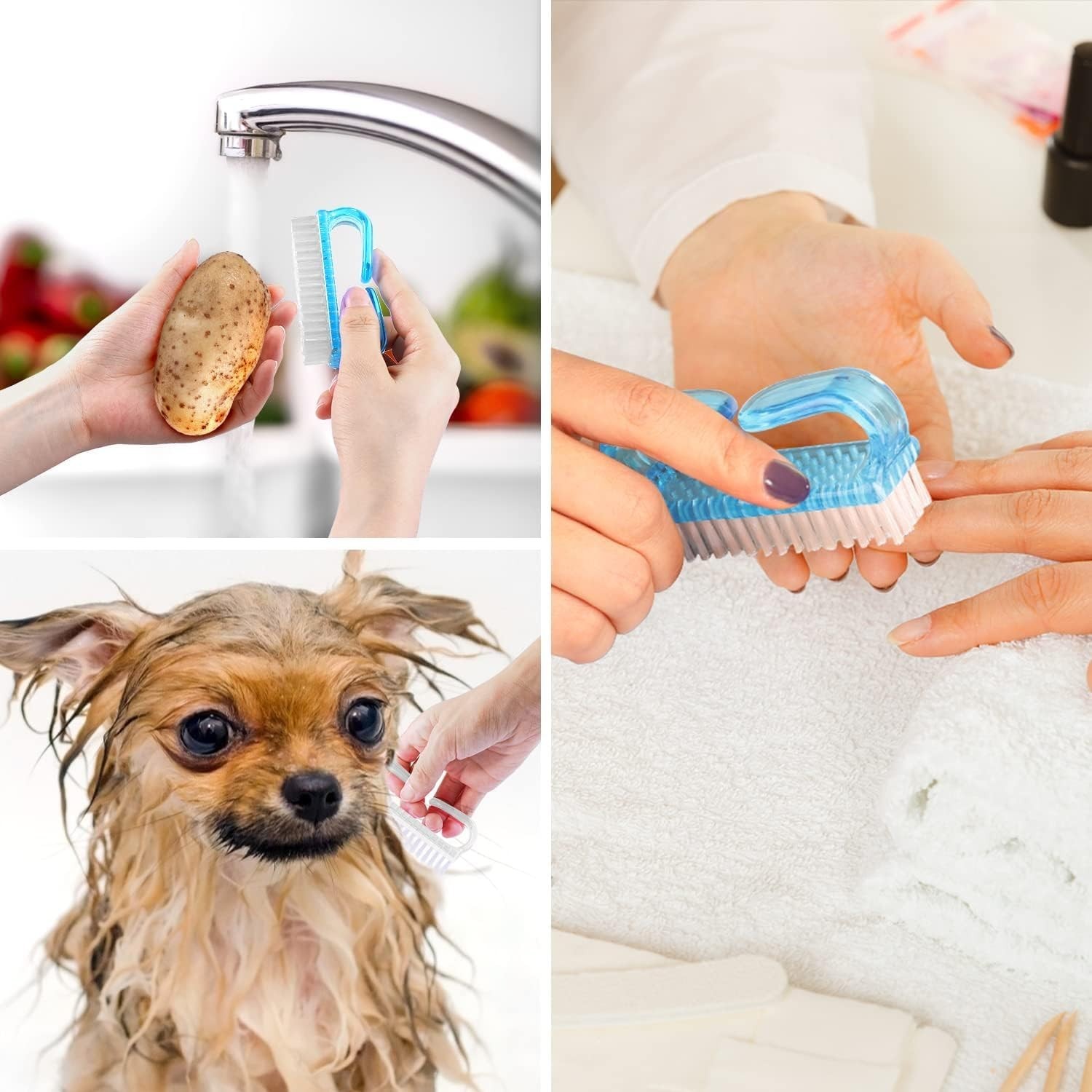 4 Pack Fingernail & Toenail Brush Kit with Practical Grip – Travel Friendly