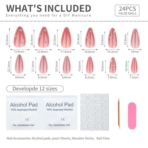 Nude Pink Cat Eye Press On Nails Almond Medium, Glossy Milky Pink A21-pink