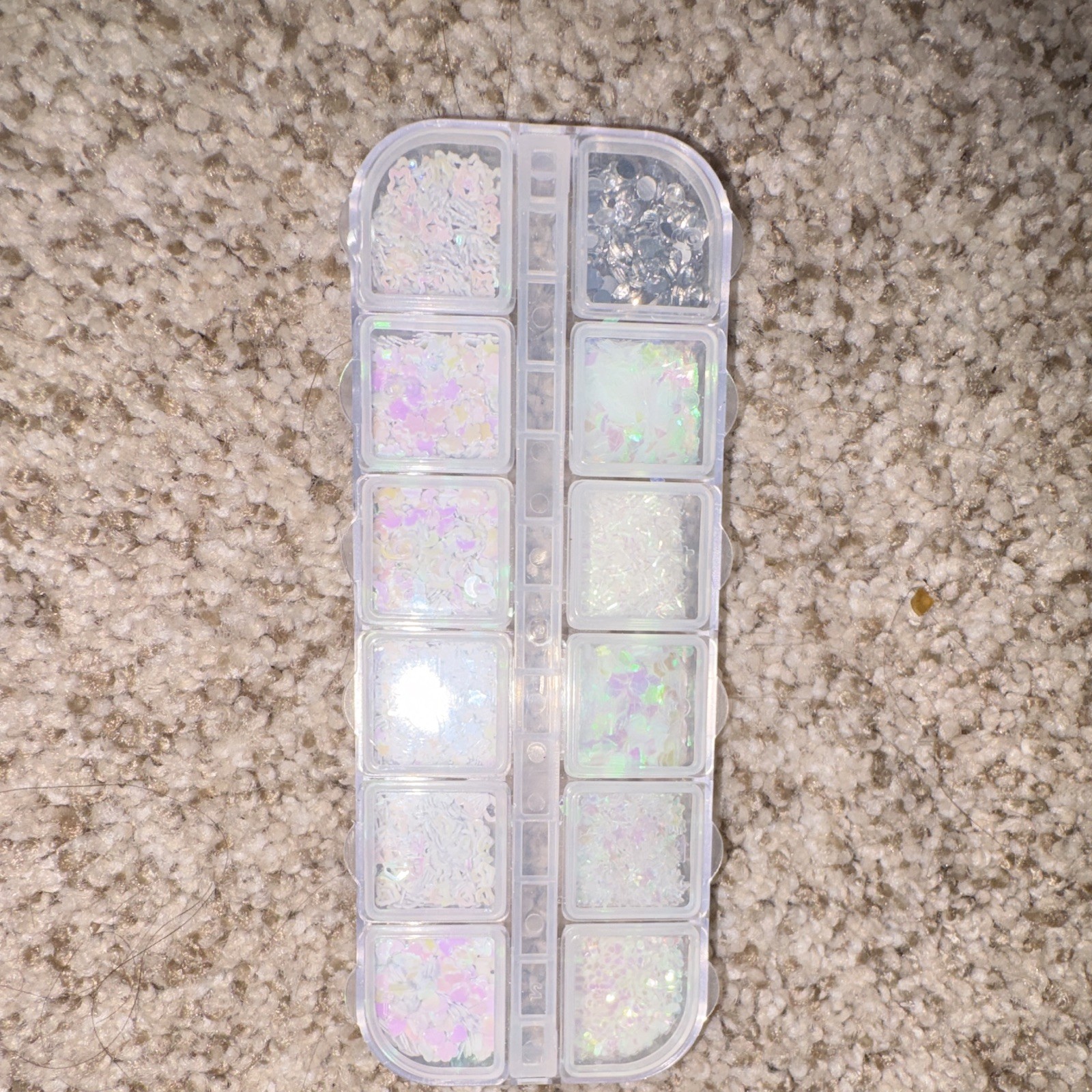 Nail Art Glitter Flakes Set, Multicolor Shiny Sparkle, Plastic Box Storage
