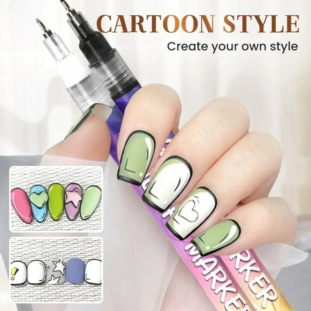 12 Colors Nail Art Pens Set, 2026 New DIY Nail Art Markers for Gel Nails Drawing