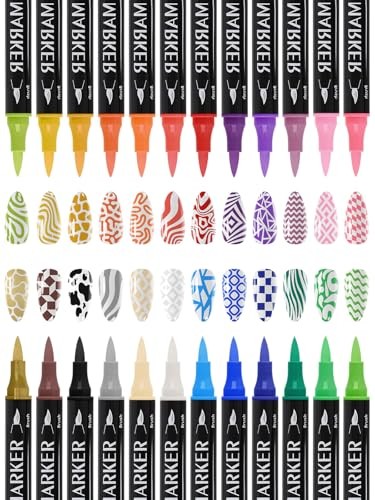 24 Colors Double-End Nail Art Pens for Painting Nails – Quick Dry