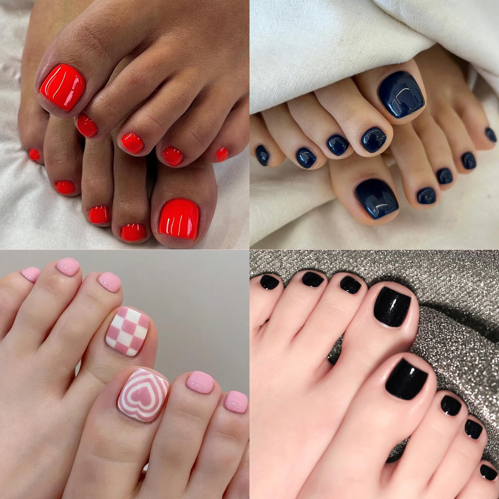 AddFavor Press on Toenails for Women, 576pcs Toe Nail Press ons Short Square …