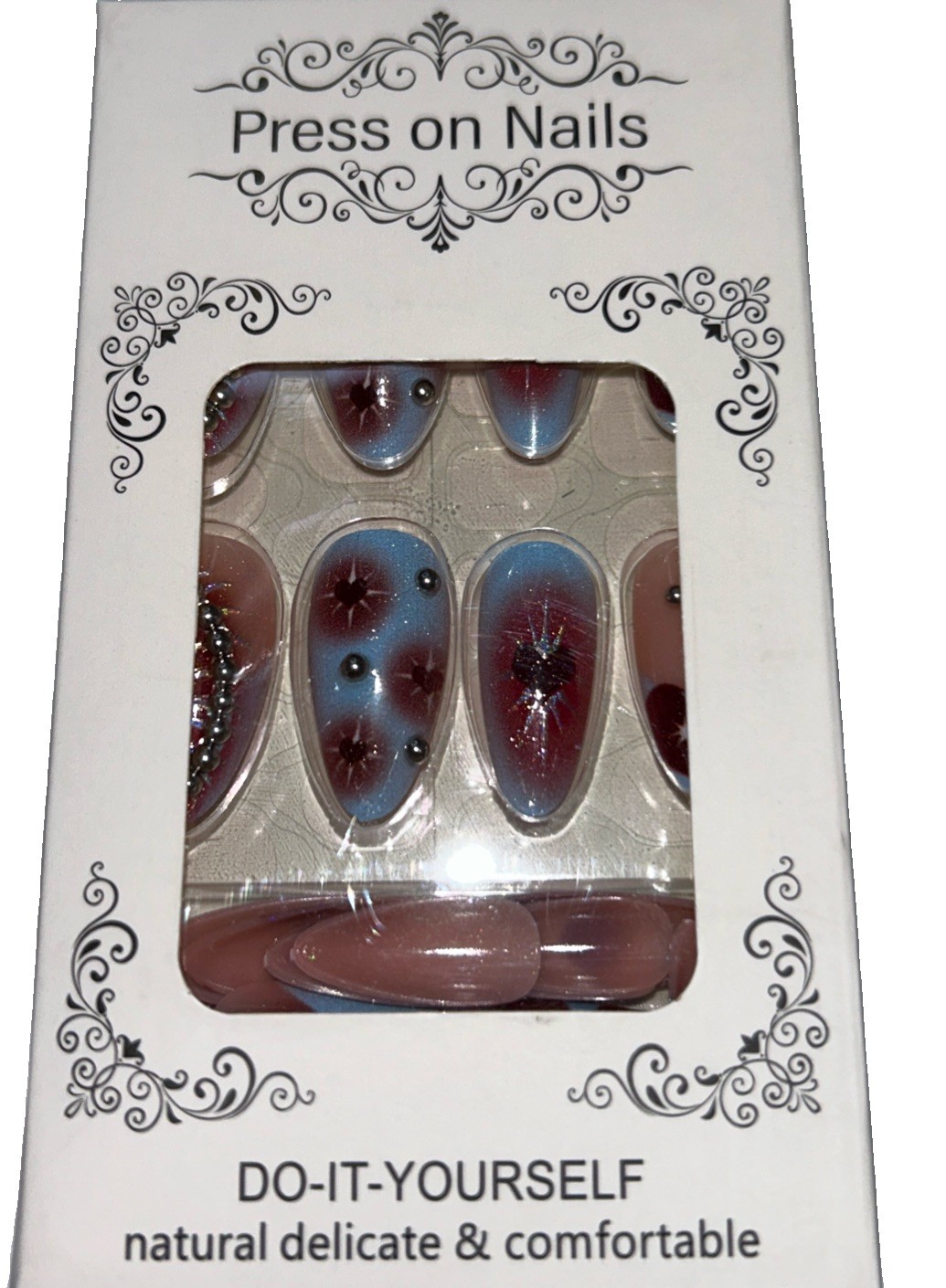 Lot of 2 Almond 10pc Handmade Press-On Nails NEW size *Medium*