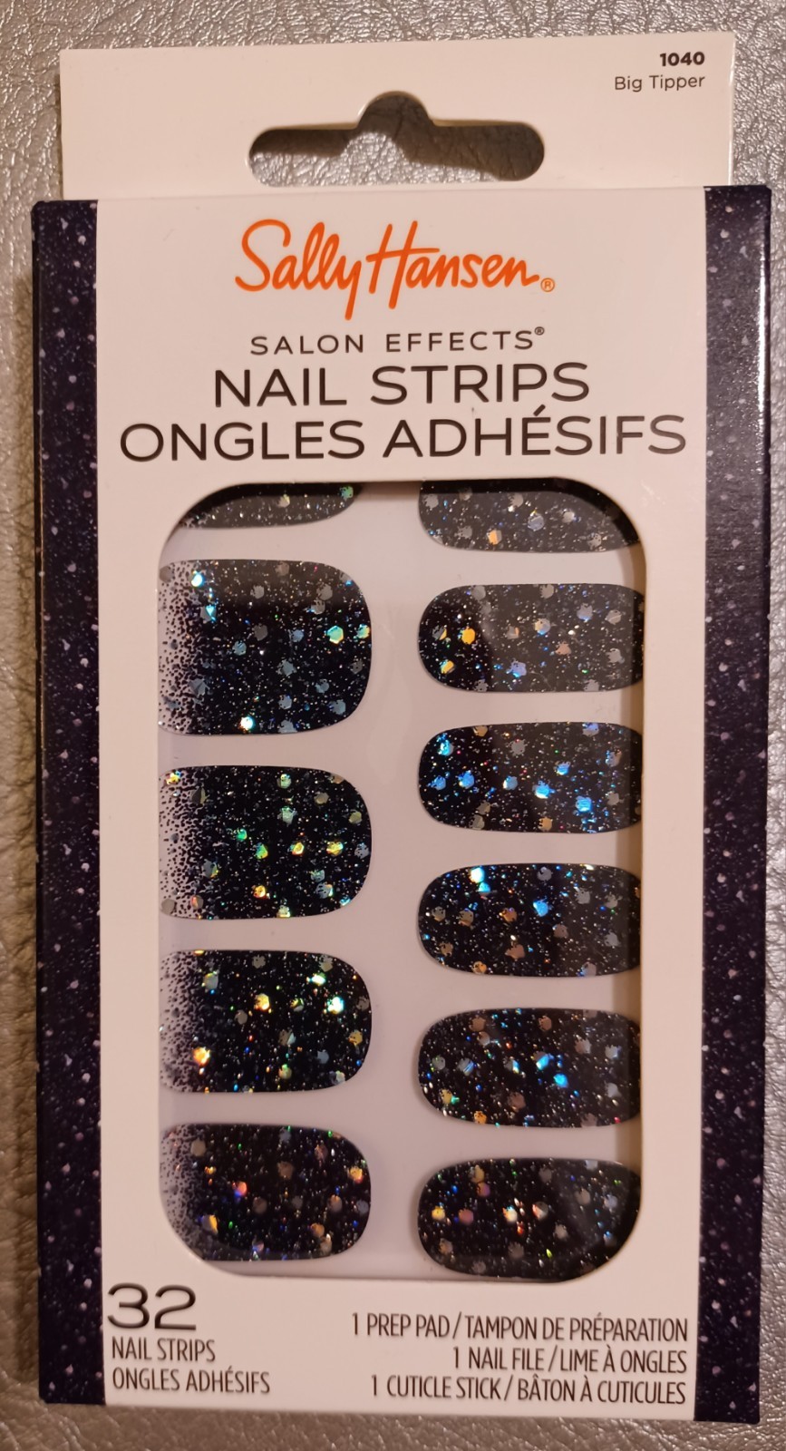 NEW Sally Hansen Nail Strips Big Tipper 32 Peel Off Salon Effects Prep Pad NIP