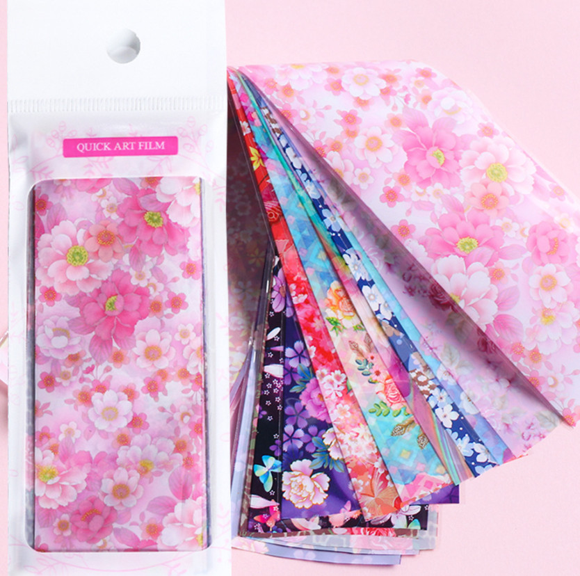 Flower Leaf Nail Foil Transfer Florals Nail Stickers Rose Daisy Nail Art Decal