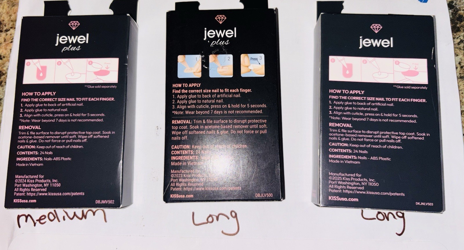 3 Packs KISS Classy Premium Nails Jeweled Glamor Jewel Ultra Smooth New Variety