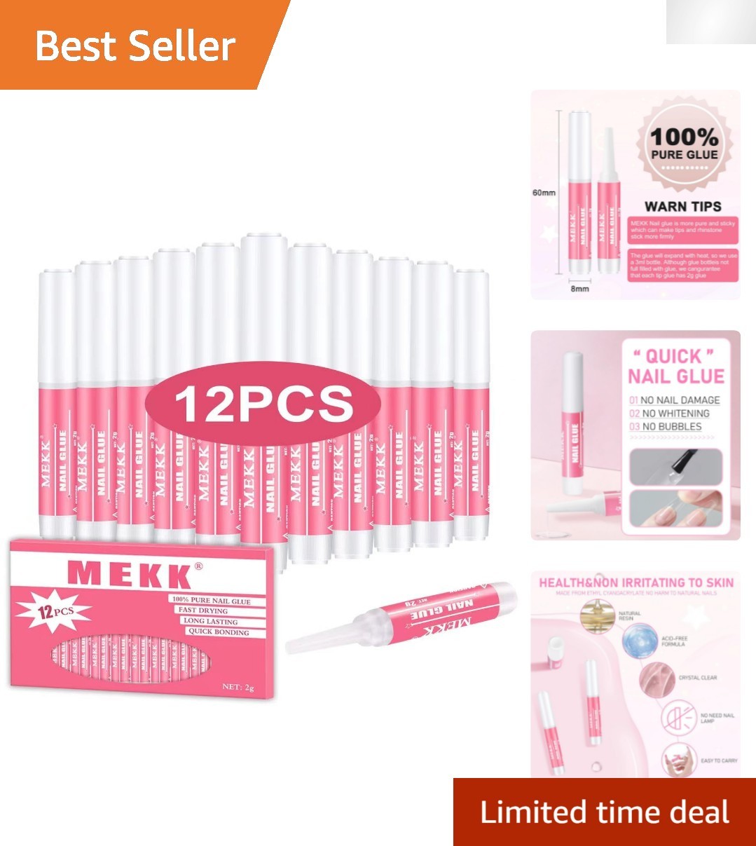 Nail Glue 12PCS – Super Strong Adhesive for Acrylic & Press Ons