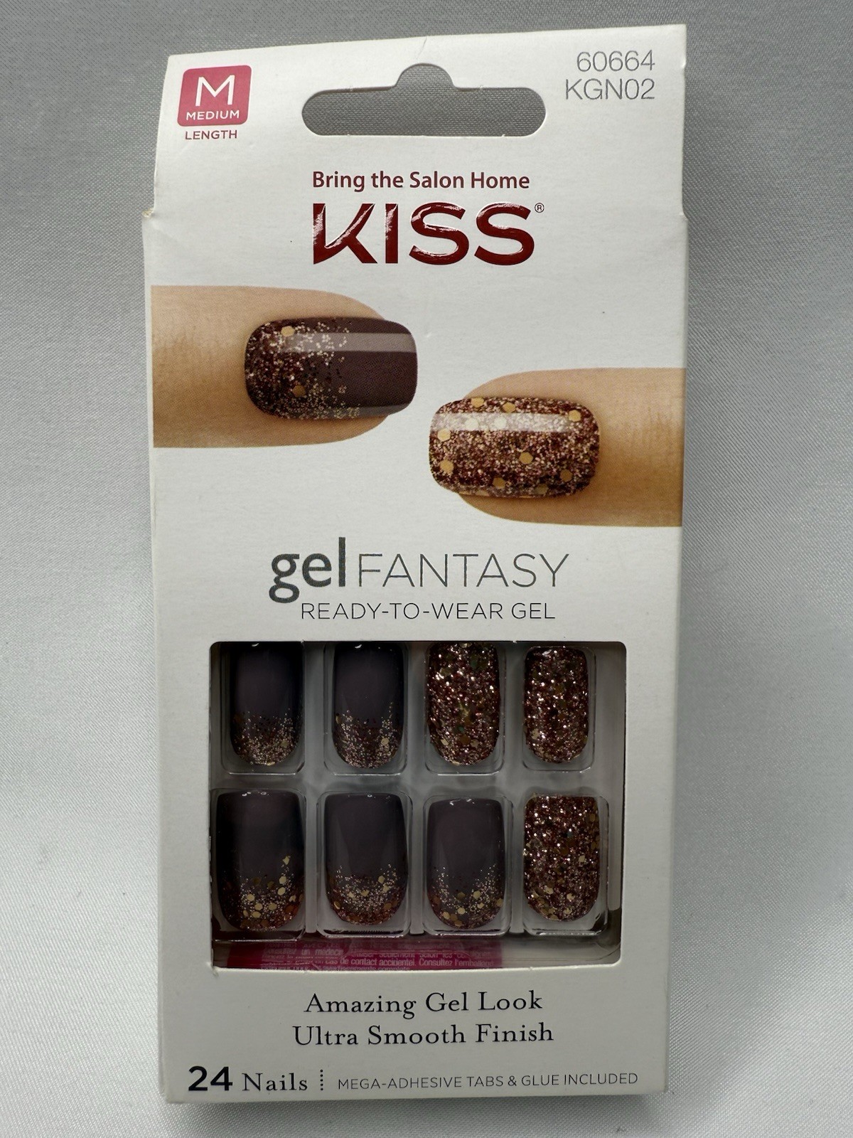KISS GEL FANTASY NAILS PACK OF X6 MEDIUM LENGTH READY TO WEAR HOLIDAY CHRISTMAS