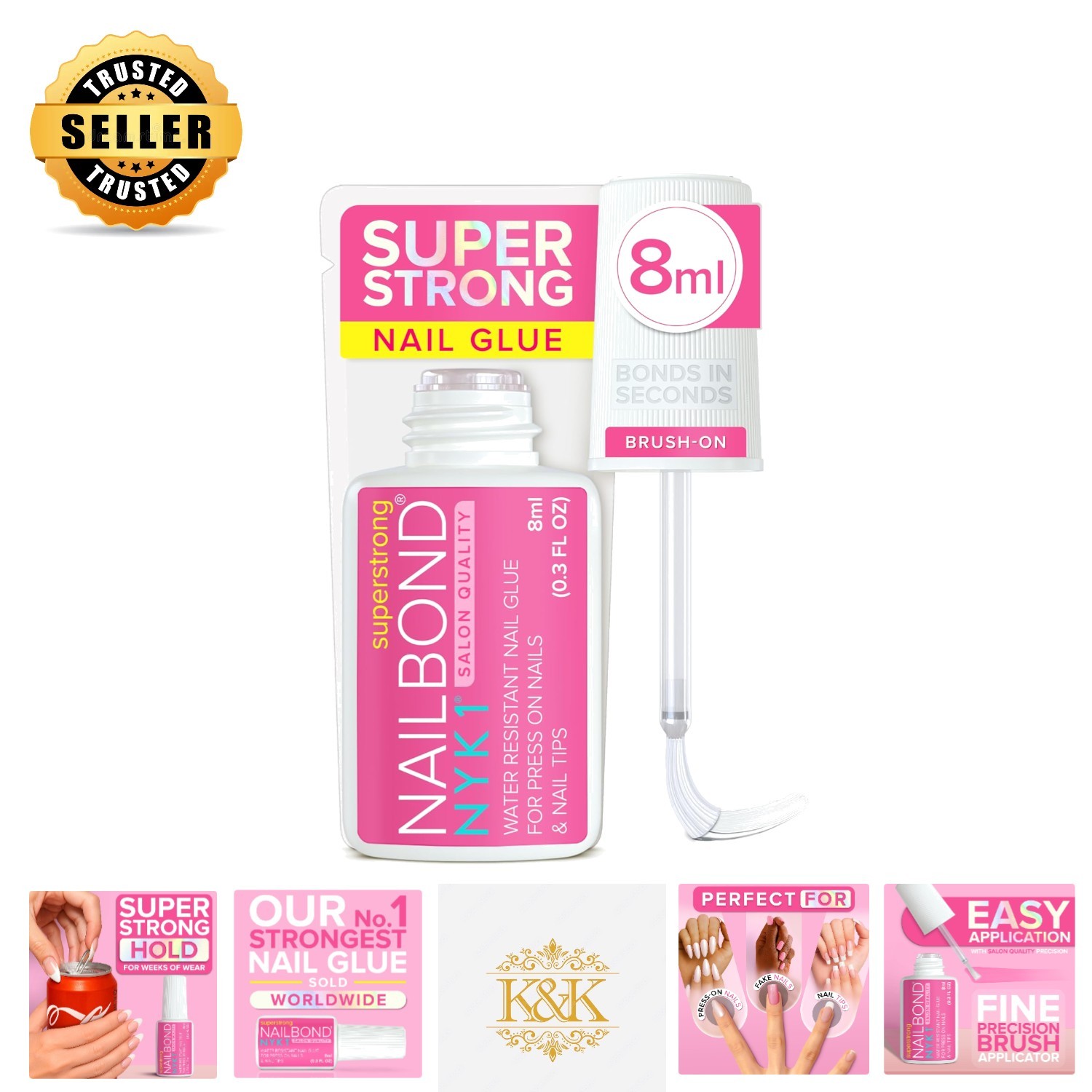 Long-Lasting Clear Nail Glue for Acrylics & Press Ons – Fast Drying 8ml Bottle