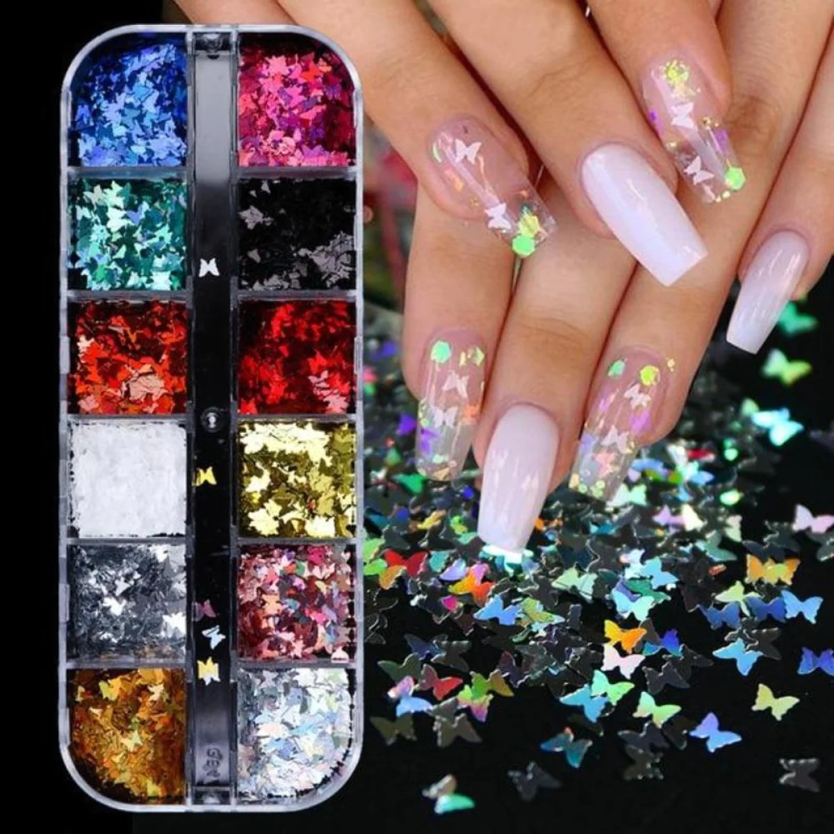 Holographic Nail Paillette Fruit Heart Butterfly Mirror Slices Nail Art Sequins