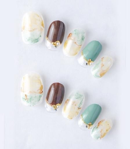 Nail Tips Short Simple Green Series Yuzu Nail Japan