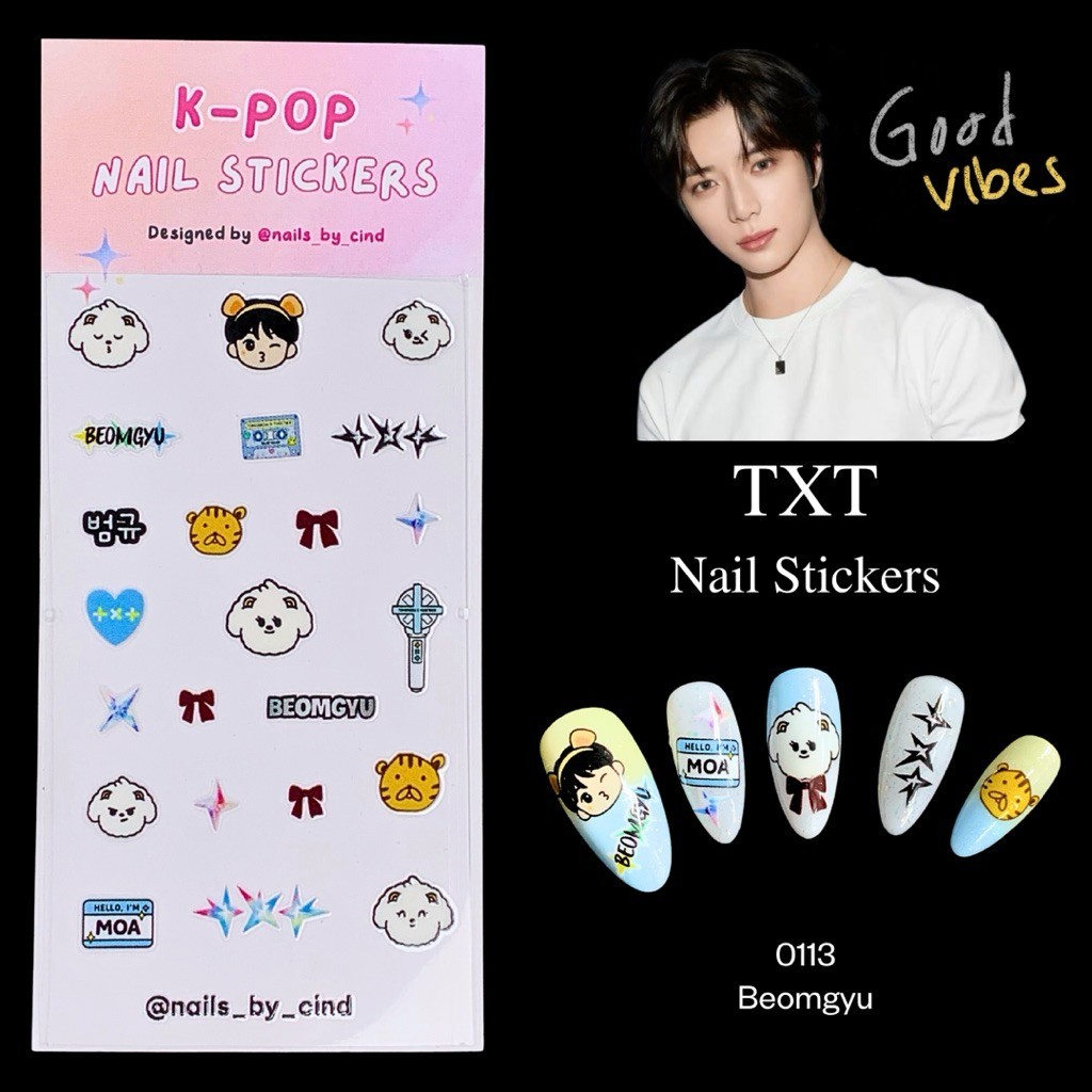 TXT TOMORROW X TOGETHER KPOP NAIL STICKER FAN MADE KOREA SOOBIN YEONJUN I Z10