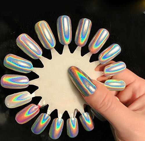 UNICORN NAIL POWDER HOLOGRAPHIC EFFECT MIRROR HOLO CHROME NAILS PIGMENT 15µ! UK