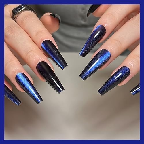 4 Pack Glossy Acrylic Coffin Nails – Gradient & Glitter, 96pcs in 12 Sizes, Full