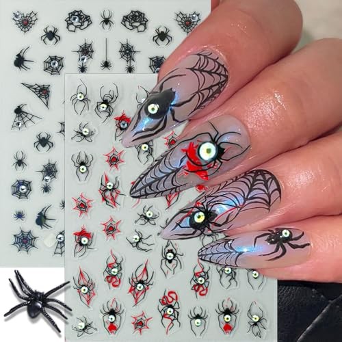 2 Sheets Halloween 5D Embossed Nail Stickers for Nail Halloween Nail Stickers-1