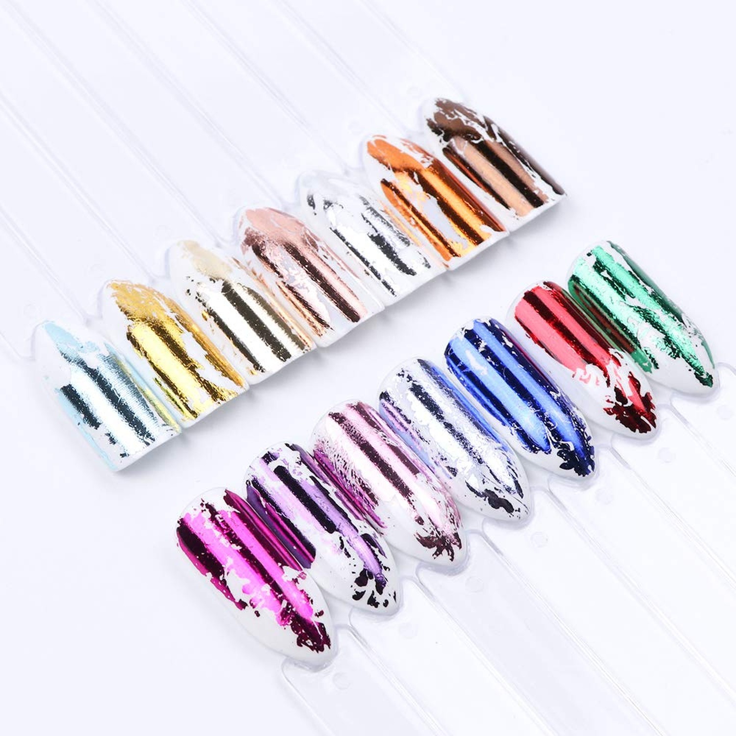 SILPECWEE 10 Rolls Gold Rose Gold Flakes Metallic Nail Transfer Foils – Nail …