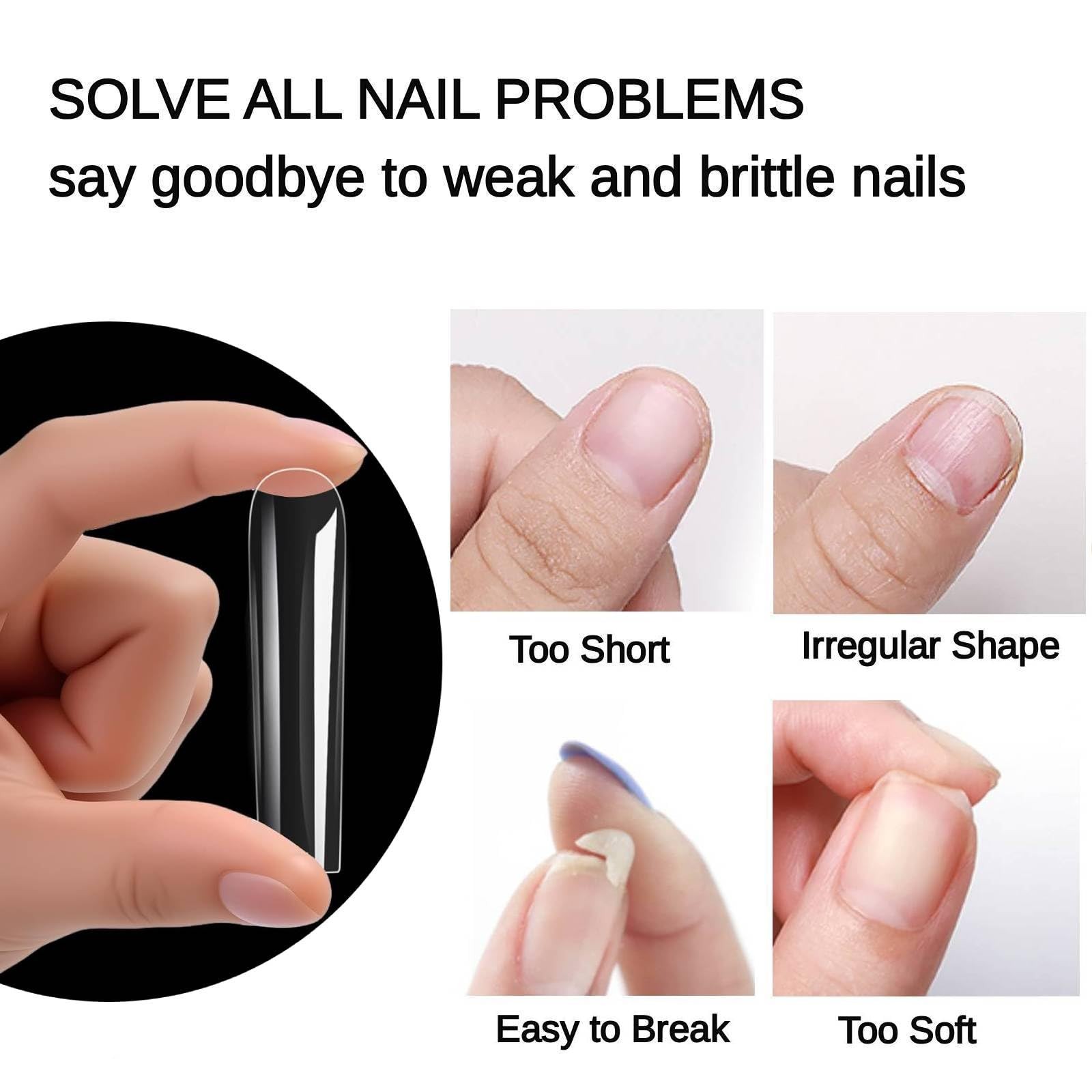 240Pcs Square Nail Tips, Full Cover Extra Long Tapered Square Nail Tips, 12 S…