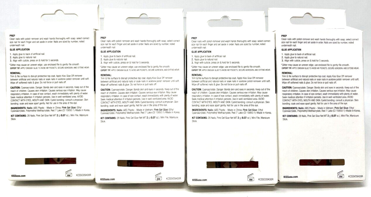 (4) Kiss Classy Nails New In Packaging 28 Nails Each Short 87632 CS03