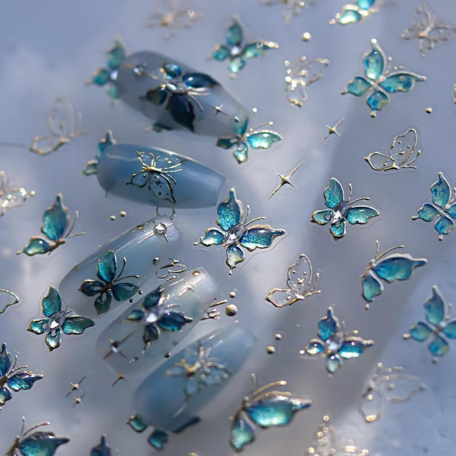Butterfly Nail Stickers for Nails Art Gold Nail Art Stickers with Design 5D Embo