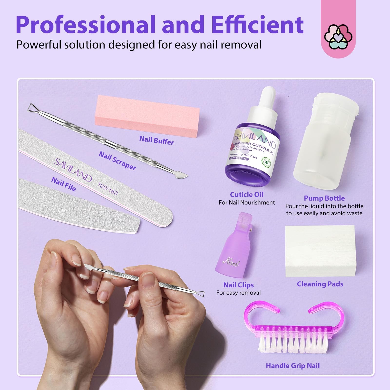 SAVILAND Pure 0.9 Fl Oz (Pack of 9), B-Acetone Nail Polish Remover Kit