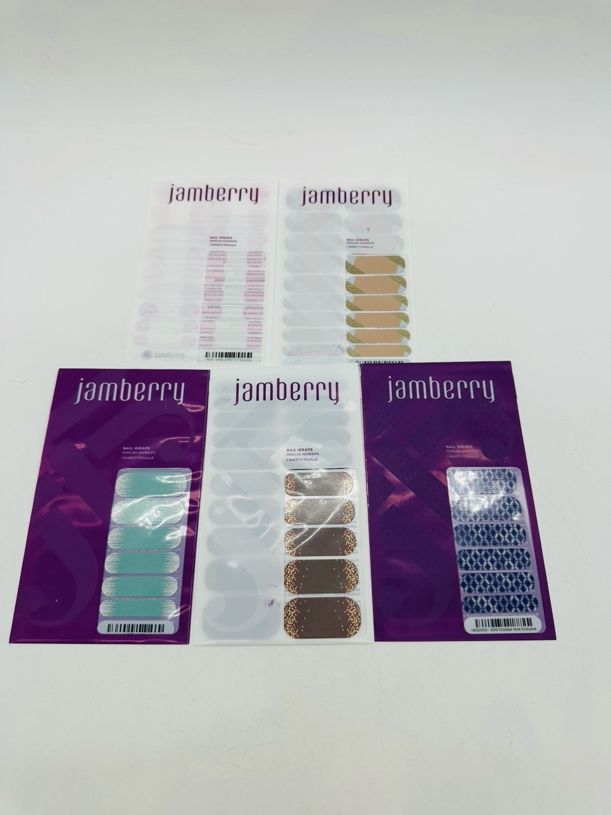 Jamberry Nail Wraps Fun Designs Teal Blue Gold 5 Unique New Complete Sets