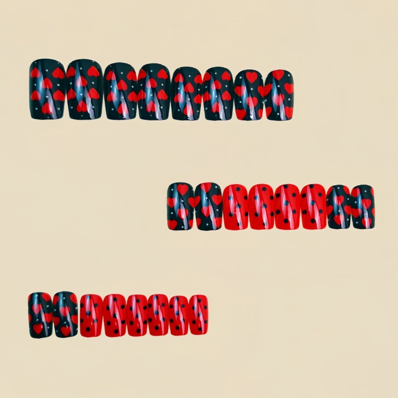 48 Pcs of Valentine’s Day Love Style Medium To Long European Square Nail Patches