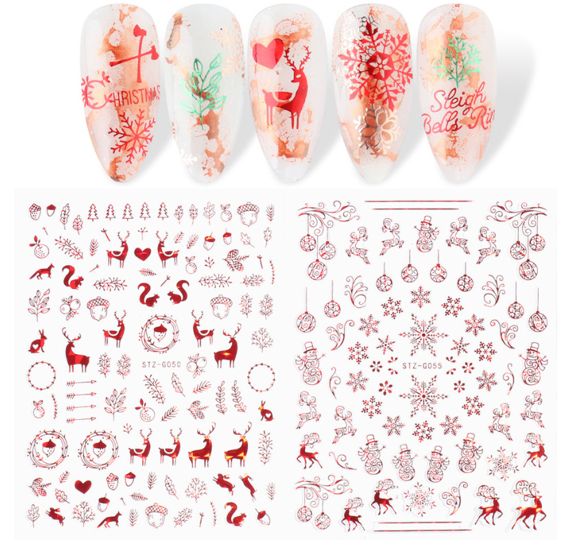 New Year Christmas 3D Reindeer Horn Santa Claus Snowflake Red Self-Adhesive NH21