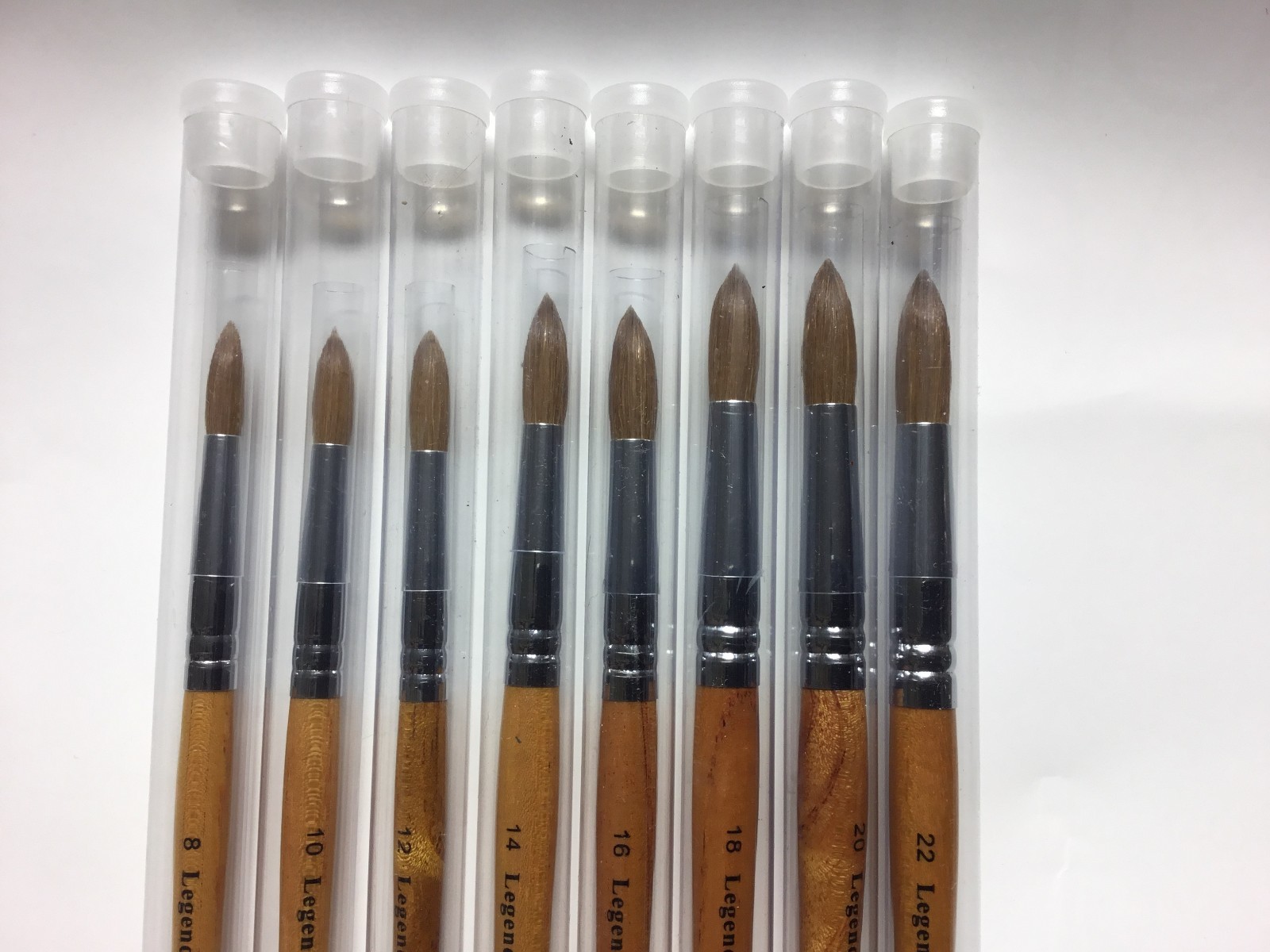 Legend Sable Natural Wood Acrylic Nail Round Brush size 8 10 12 14 16 18 20 22