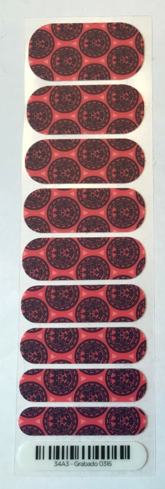 Jamberry Half Sheet Grabado Mexico Travel Coral Matte Finish Nail Wrap Nail Art