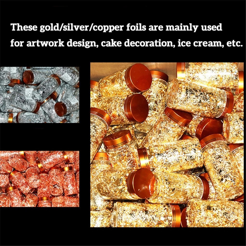 10X Gold/Silver/Red Foil Luxury Resin Decoration Paper Handicrafts Flake Art
