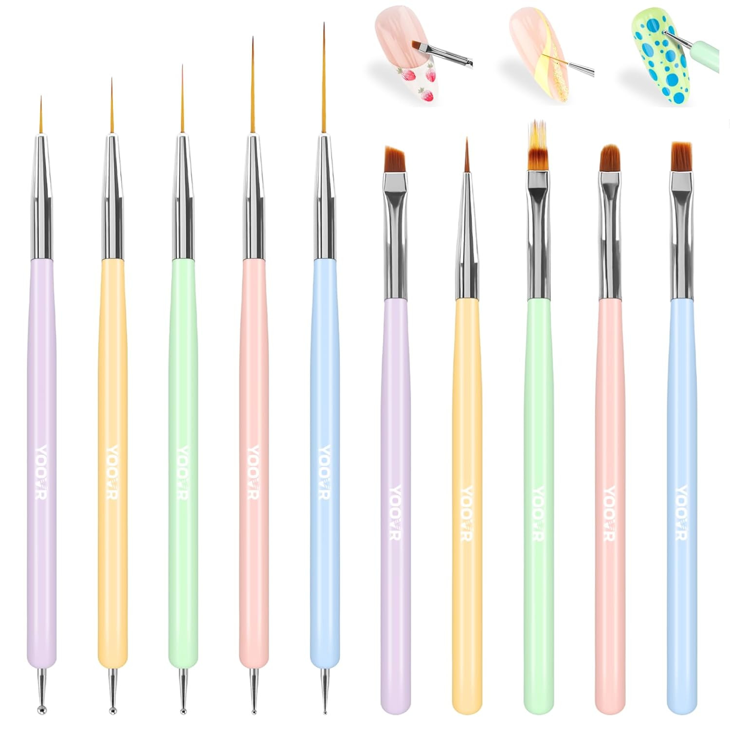 10 Pcs Nail Art Brushes Set, Nail Dotting Tools, French Tip Tool, Nail Art Deign