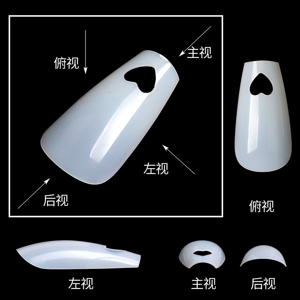 Fake Nails Acrylic Artificial False Nail Tips Hollow Heart Finger Tip DIY 504pcs