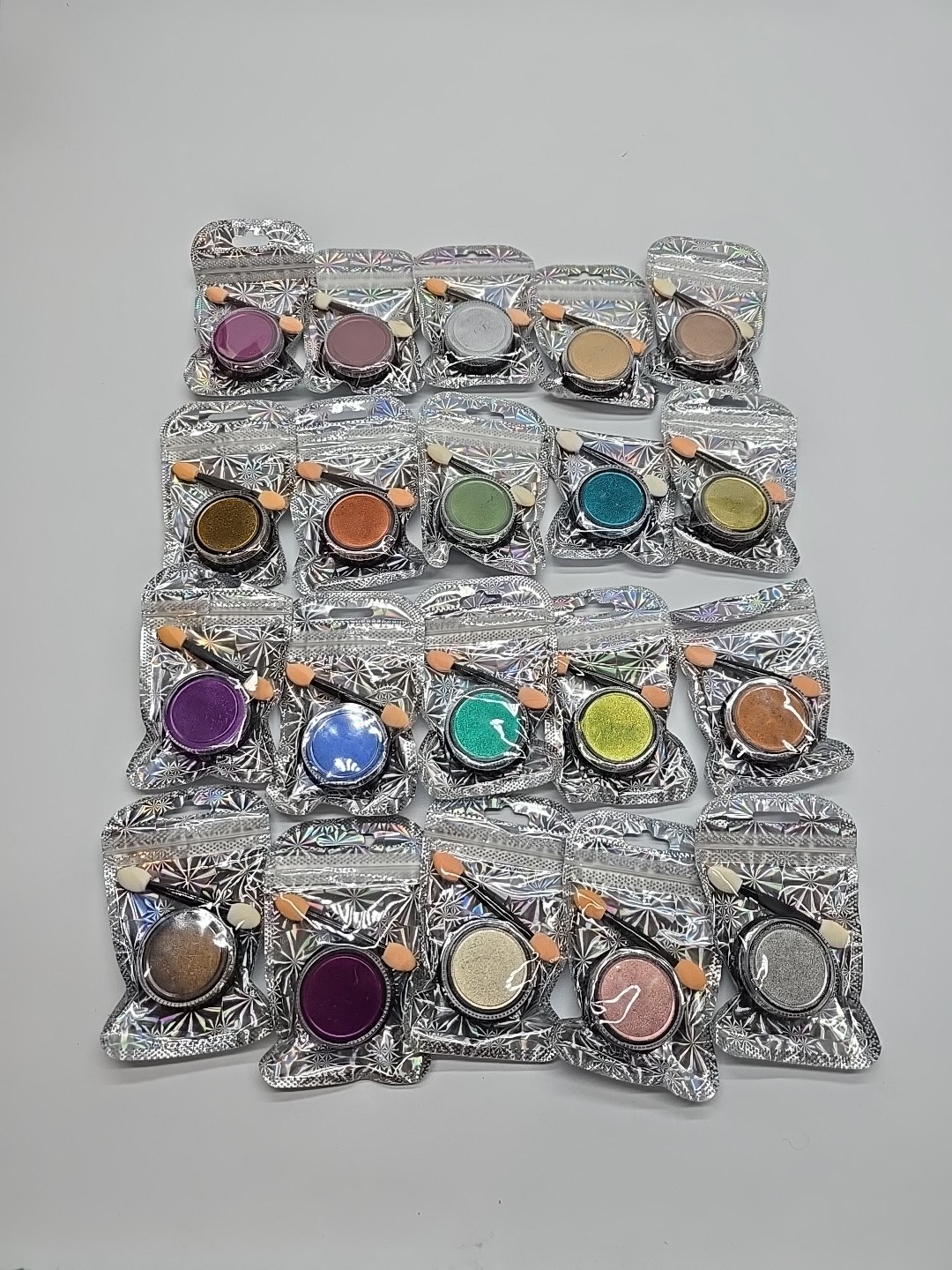 20 pcs Chrome Nail Powder Set Mirror Rubbing Pigment Gold Metallic Powder Summer