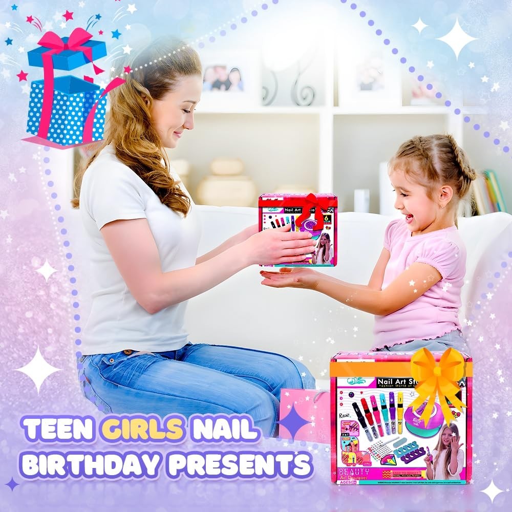 Creative Nail Polish Set for Girls 8-12: Mini Salon with 3-in-1 Nail Tools