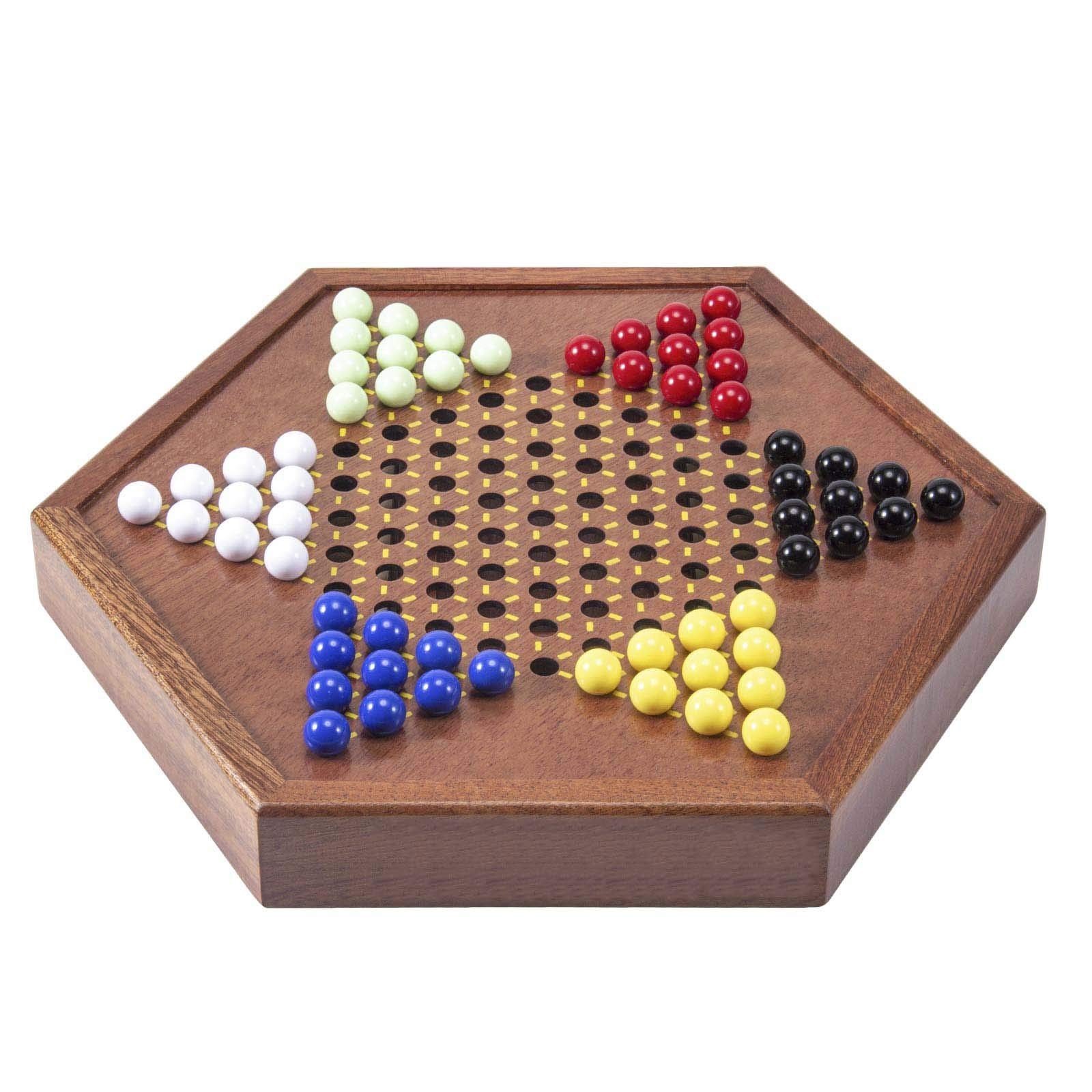 AMEROUS 12.5 inches Wooden Chinese Checkers x 10.86 x 1.49 inches, Blue