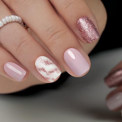 Press on Nails Short Square Acrylic Fake Nails with Apricot Nude Apricot