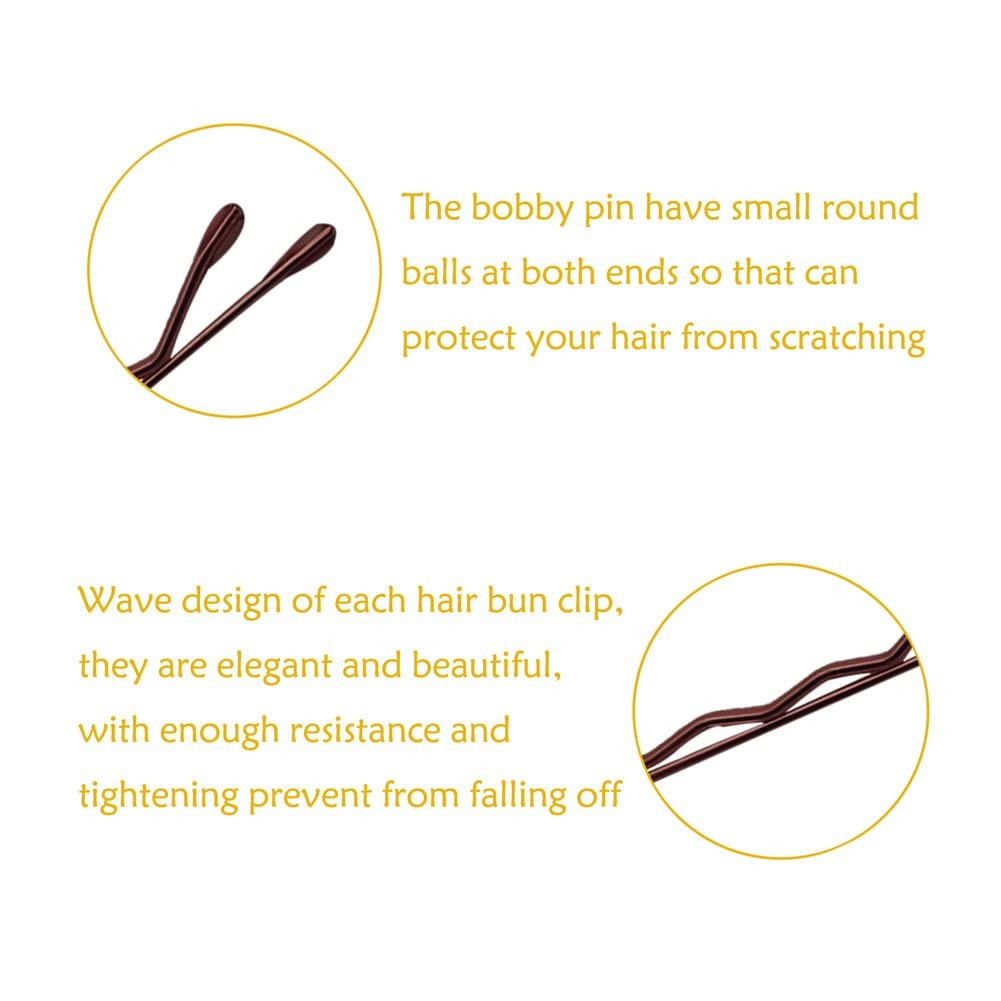 220 Count Mini Wavy 1.38 Inch Bobby 1 (Pack of 220), Brown（1.38inch）