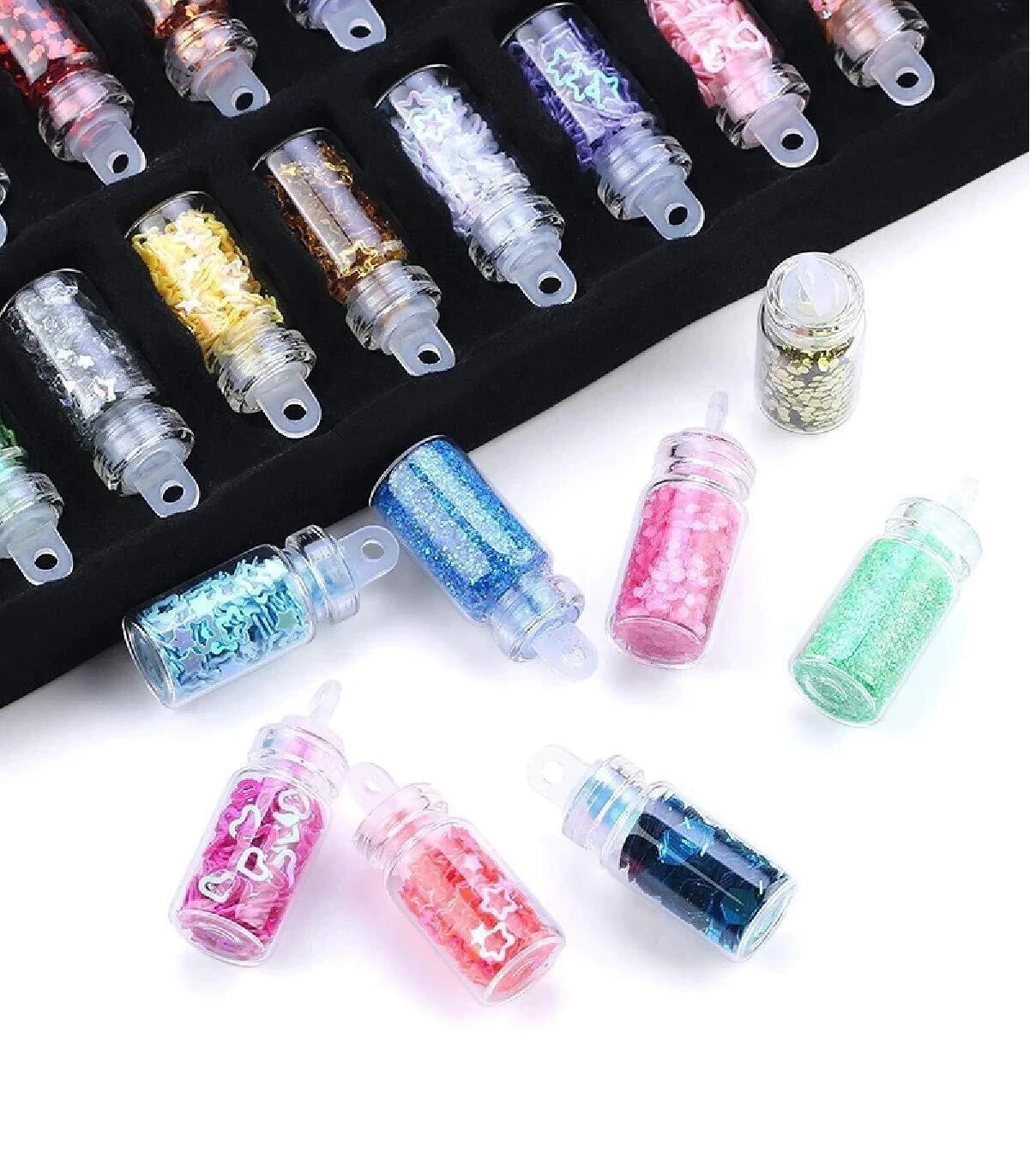SYGA Acrylic 3D Glitter Powder Manicure Nail Stickers Set of 48 (Multicolour) u0